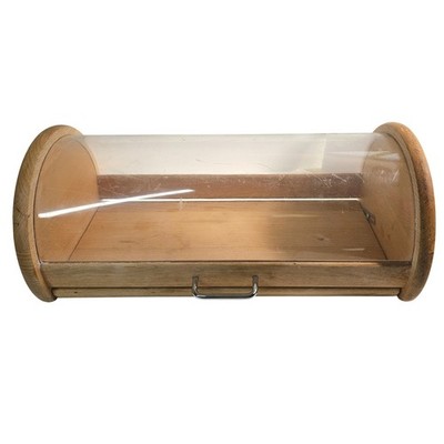 Vtg Bodum Wooden Bread Box Roll Top Acrylic Lid Natural Wood Kitchen Storage