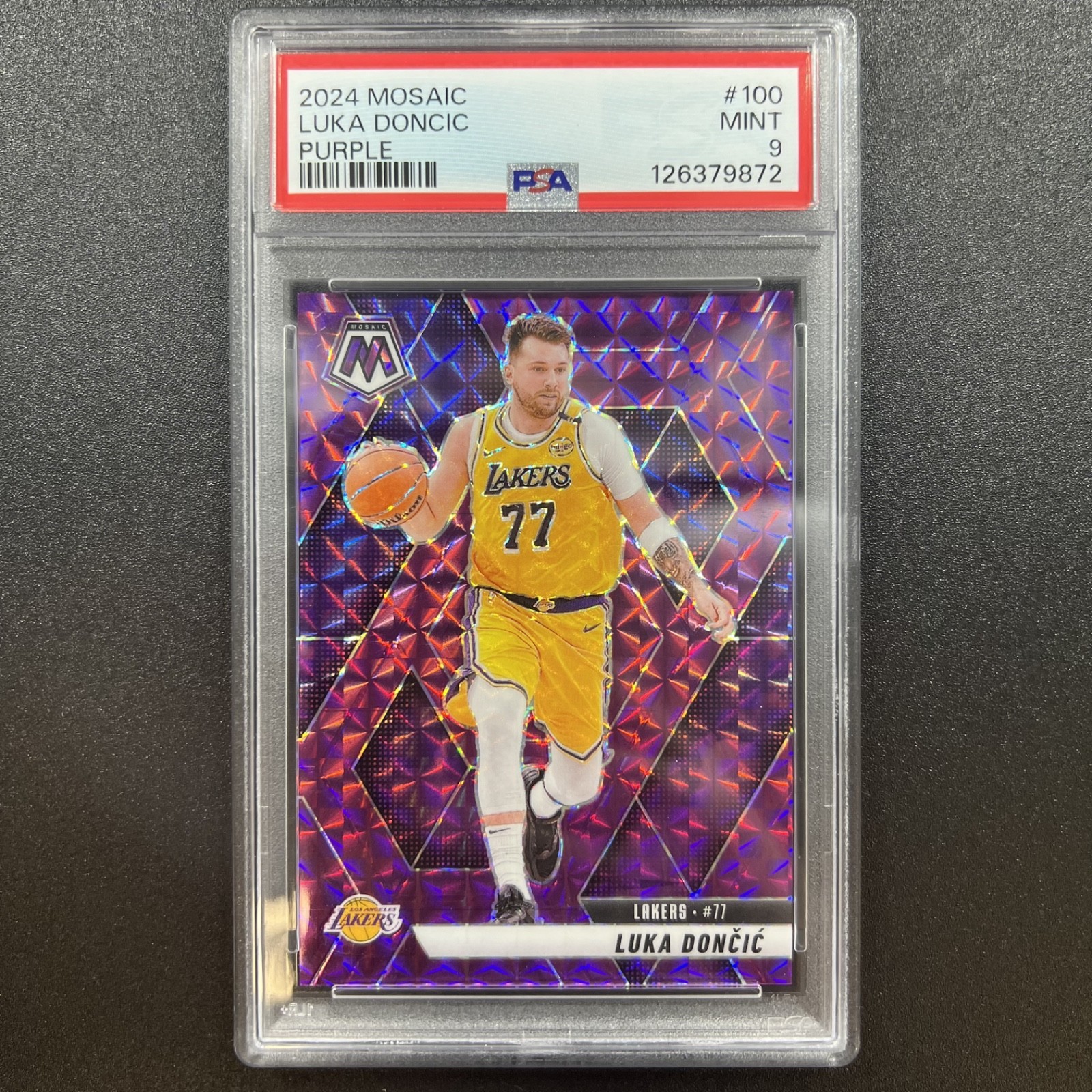 Luka Doncic /99 100 Purple PSA 9 2024-25 Panini Mosaic Basketball NBA LA Lakers