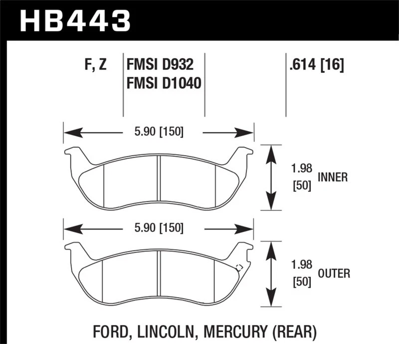 Hawk Performance HPS Street Brake Pads for Ford Ranger & Crown Victoria - Image 2 of 4