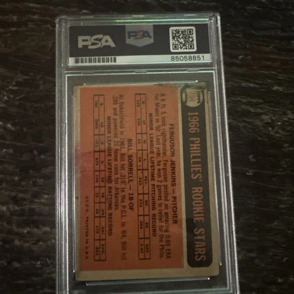 Fergie Jenkins Signed 1966 Topps #254 PSA/DNA Autographed Rookie Card RC AUTO - Image 2 of 3
