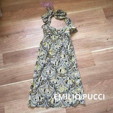 EMILIO PUCCI Silk Halter Neck Dress Geometric Print Size 38 (US 8) Luxury Used 