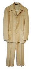 Vintage Retro Mens Lee Wald Yellow Suit Jacket Pants Disco Pimp Easter Fun 33"