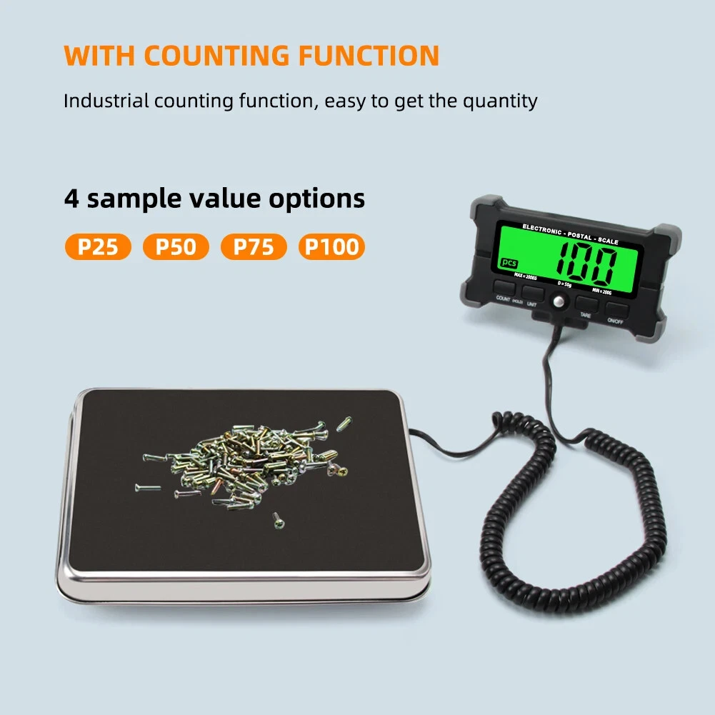 200kg/0.05kg Electronic Scale Digital Stainless Steel Bench Scales Backlit New