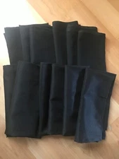 Lot of 12 Pre-Owned Lann's Linens Black 20" x 20” Square Cloth Napkins