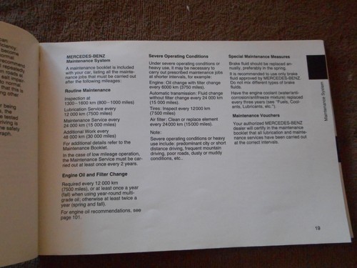1988 Mercedes Benz W201 190E 2.3 2.6 Diesel Operator's Owner's Manual owners - Foto 9 di 11