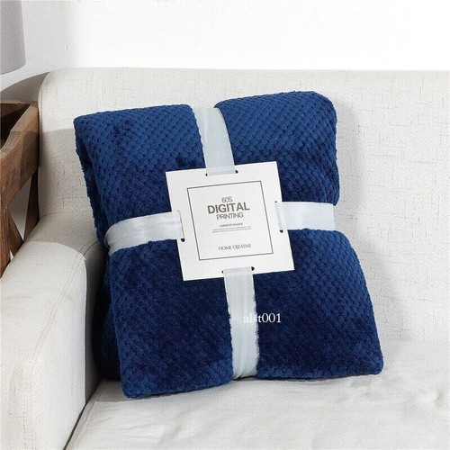 Blanket Beds Coral Fleece Throw Sofa Cover Bedspread Pet Fluffy Plaid Blankets - Picture 9 of 38