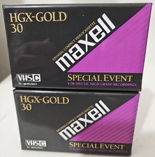 Maxell Camcorder Video Tapes VHS-C TC-30 HGX Gold High Grade 2 Pack