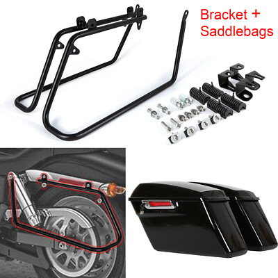 Hard Saddlebags Saddle Bags W/Conversion Brackets For Harley