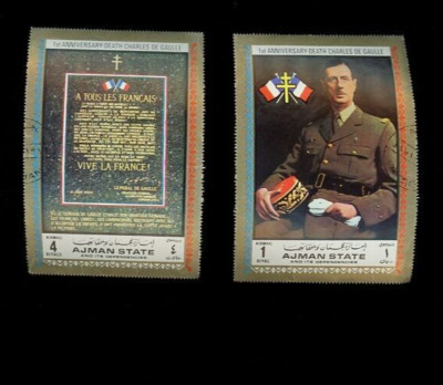Ajman State 1st Anniversary Death of Charles De Gaulle Stamps CTO | eBay