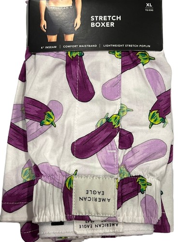 NWT AMERICAN EAGLE Stretch Boxer Sz M-L-XL White Purple Eggplant #38 - Picture 6 of 7