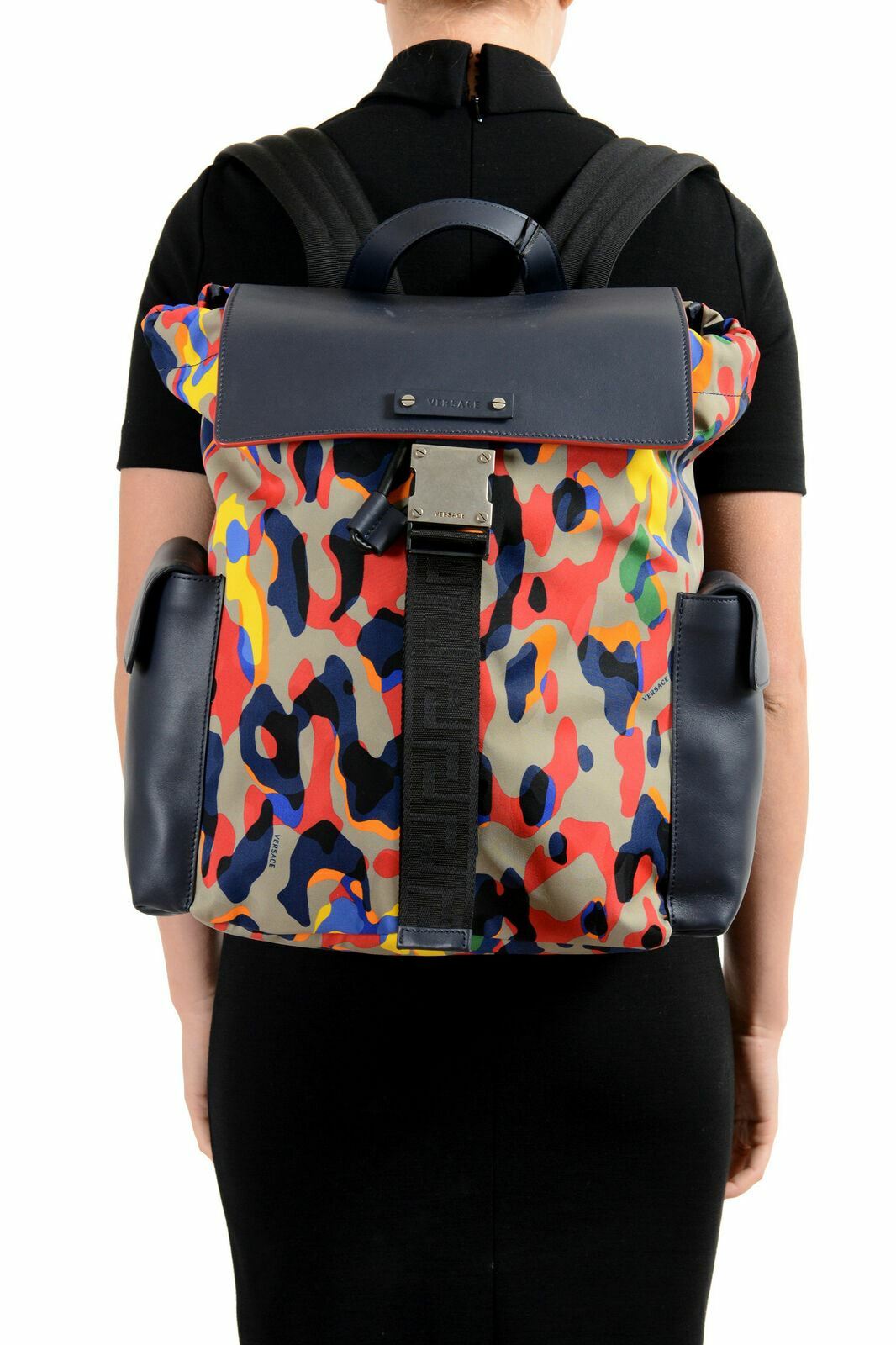 Versace Unisex Multi-Color Leather Trimmed Backpack image 7