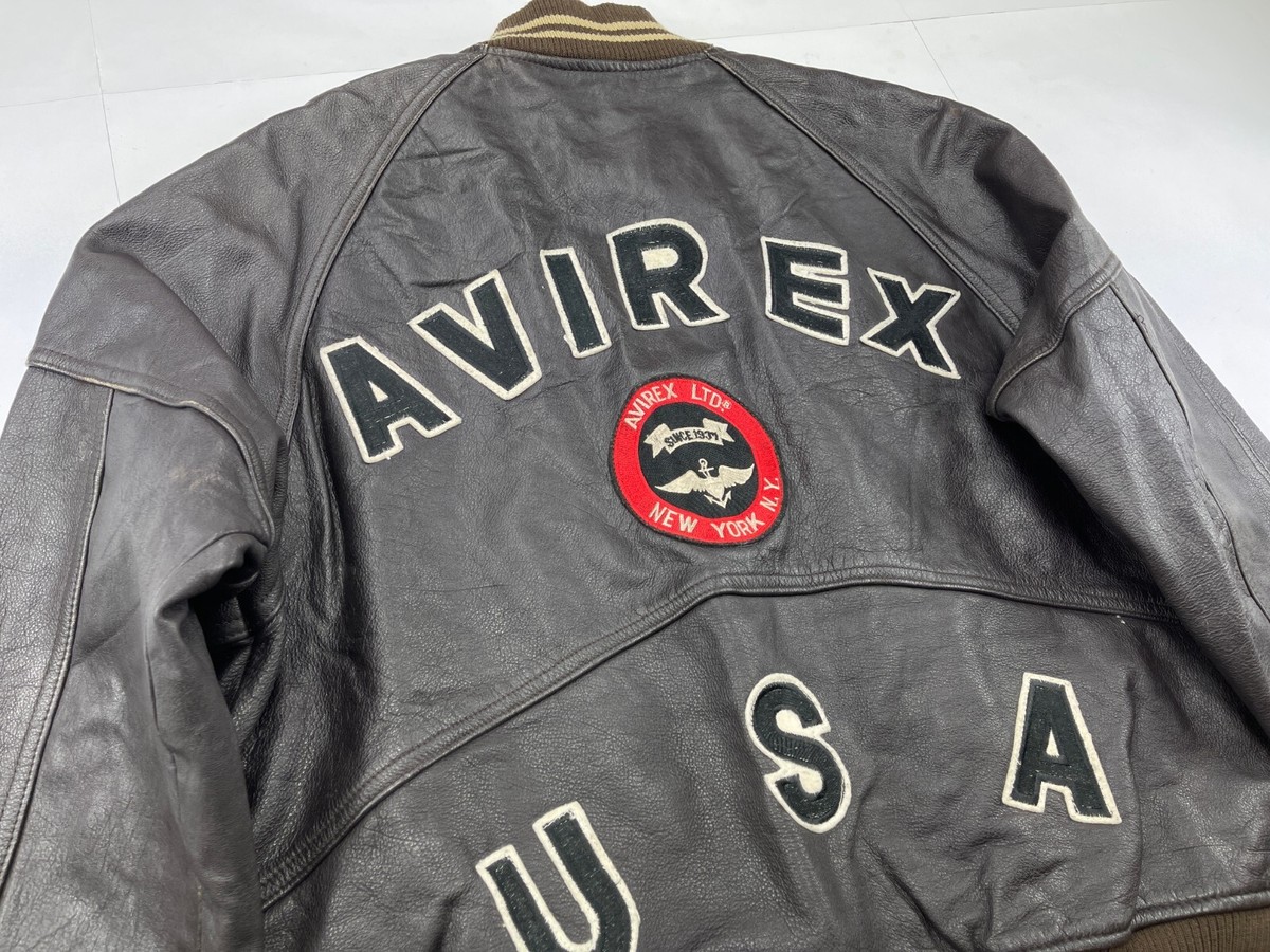 AVIREX leather jacket, vintage varsity, 90s hip hop 1990s AVIREX leather jacket, vintage varsity, 90s hip hop 1990s