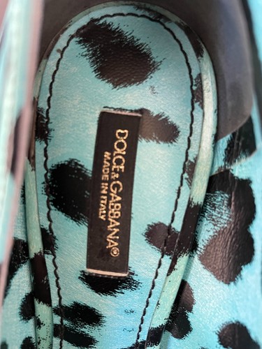 Dolce & Gabbana Greenish-Blue Leopard Print Leather Platform Peep-toe Pumps 36 - Picture 5 of 10