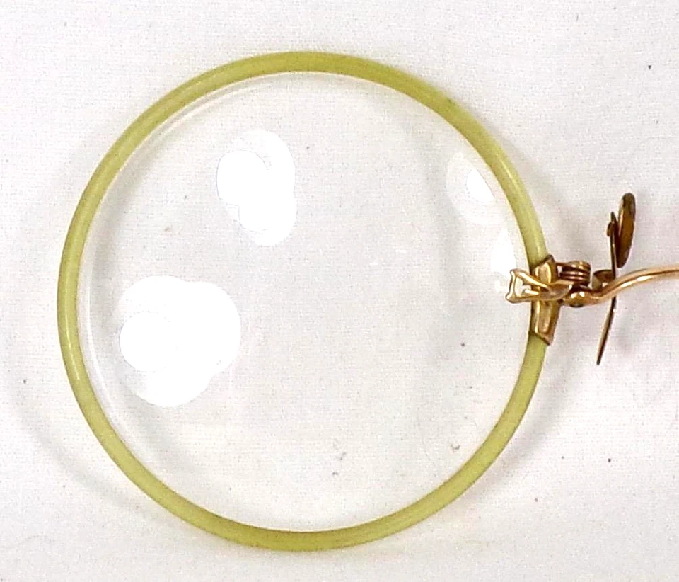 Anteojos de celuloide Anteojos Pellizco Nariz Chartreuse Lente Redonda De Colección Foto 3 de 4