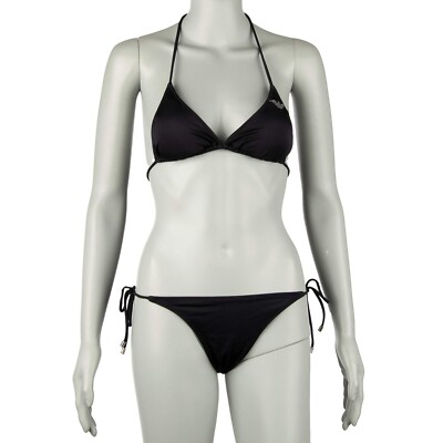 EMPORIO ARMANI Swimwear Triangle Bikini Bra Brief with Logo Black 11403