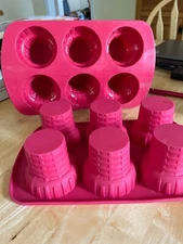 Silicone Large Muffin Cupcake & Jello Baking Molds Pan Non-Stick Set of 2 NEW