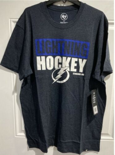 Tampa Bay Lightning NHL Men's T-Shirt grey charcoal '47 Brand New hockey  - Picture 1 of 4
