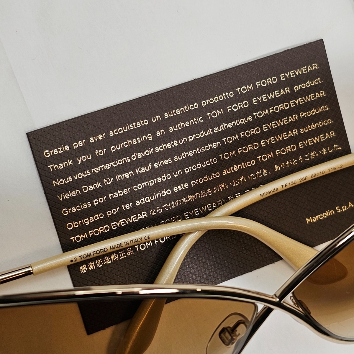 Tom Ford Sunglasses Miranda Gold Brown Gradient Metal FT0130 TF