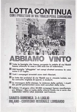 A6977) CONTINUOUS FIGHT, POSTCARD POSTER "MILAN VIA TIBALDI, WE WON".