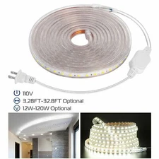 110V LED Strip Light SMD 5050 Flexible Tape Home Outdoor Lighting Rope + US Plug