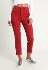ONLY - ONLFAYE - Raw Hem Jeans Straight Leg Scooter Red Size 30"/28 Brand New