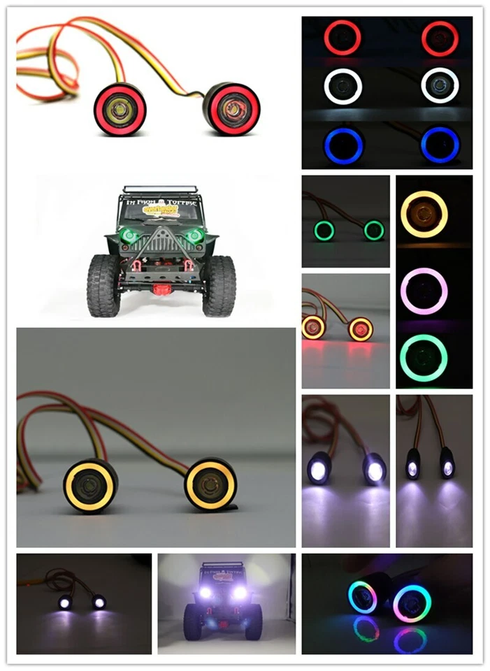 RC Car 2LED Lights Headlight For 1/10 RC Rock Crawler Axial SCX10 I II III D90 - Image 3 of 4