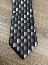 BURMA BIBAS Grey Geometric Smooth Silk Men's Tie Made In USA 60”x4”