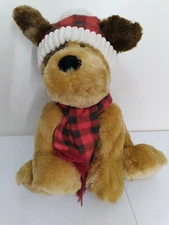 Hugfun International Stuffed Plush Christmas Dog 17 Inch Cream  Stuffed Animal