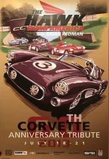 Corvette Road America 60th Anniversary Tribute 2013,B. Redman Signed Car Poster
