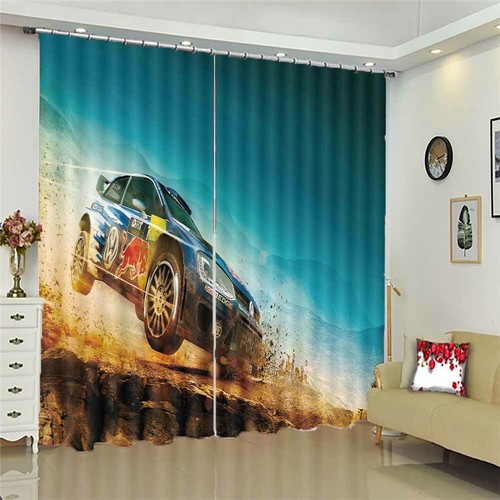 Car Breaking Through Mud 3D Blockout Photo Print Curtain Fabric Curtains Window - Imagen 2 de 10