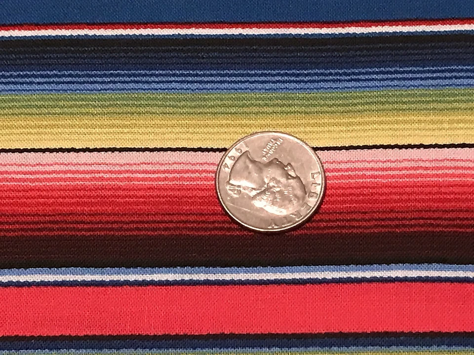 Tela Sombrero Mexicano Serape Fiesta Rayas Algodón ELIZABETH 1/4 yarda 263-AZUL Foto 4 de 4