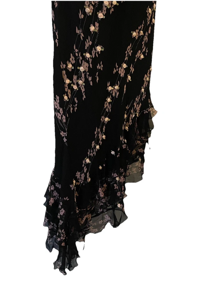 Vestido Mix It Roseta Seda Floral Aplique Dobladillo Asimétrico Años 90 Y2k Romántico Talla 16 Foto 4 de 4