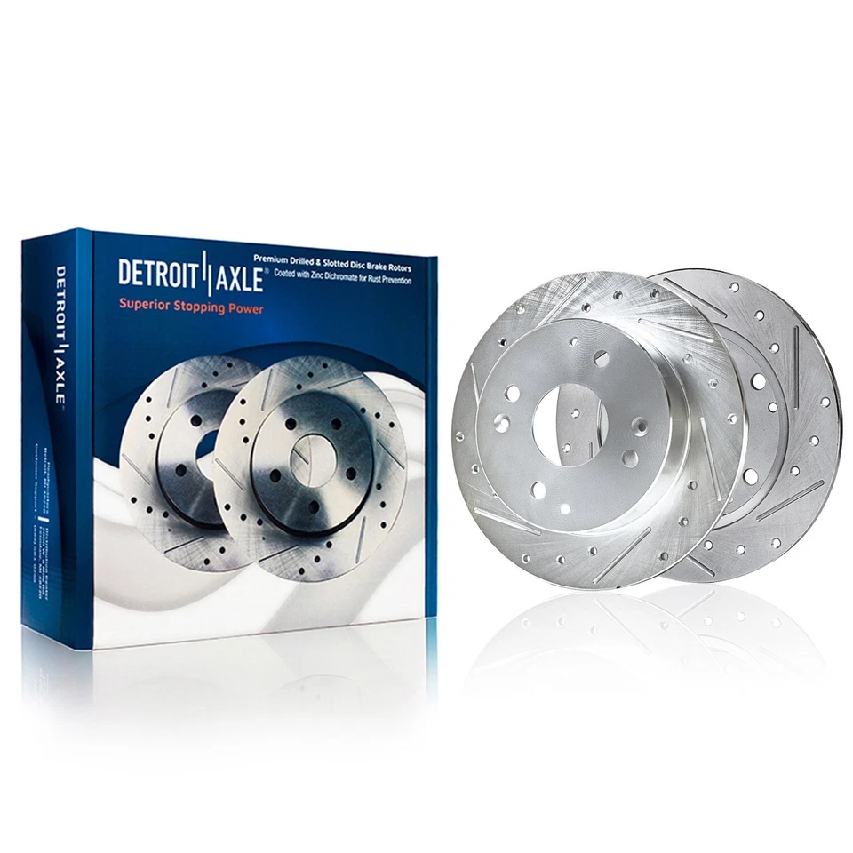 Rear Drilled Rotors Ceramic Brake Pads Wheel Bearings for 1994-1997 Honda Accord - Image 3 of 4