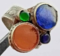 Extremely ANCIENT Medieval Silvered Lovely Ring Decorated With Stones