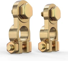 Brass Copper Battery Terminal Connectors, Positive & Negative Set for Auto/Marin