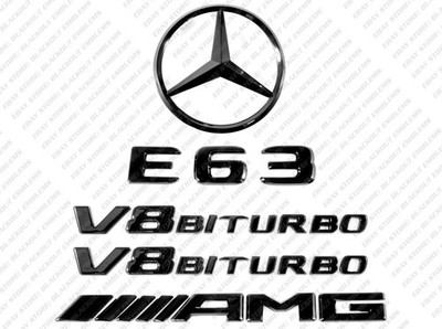 New Black Emblems Badges Logos Letters for Mercedes-Benz E63 V8 Biturbo AMG W212