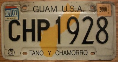 SINGLE GUAM U.S.A. LICENSE PLATE - 2001 - CHP1928 - TANO Y CHAMORRO