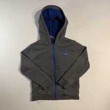 Puma Kids S 7-8 Gray Blue Sherpa Lined Full Zip Hoodie Jacket Warm