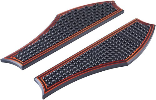 Black / Orange Vengeance Front Rider Floorboards Fits Harley Tourings & Softail - Picture 2 of 7