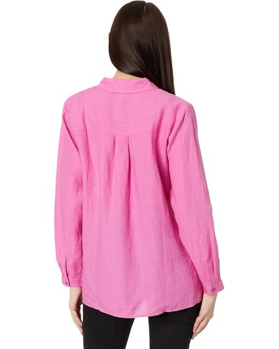 Eileen Fisher Handkerchief Linen Classic Collar Shirt Tulip Pink L NWT $168 - Picture 4 of 12