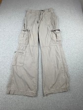 Aeropostale Utility Cargo Pants 27W 29L Tan Zipper Pocket Elastic Waist