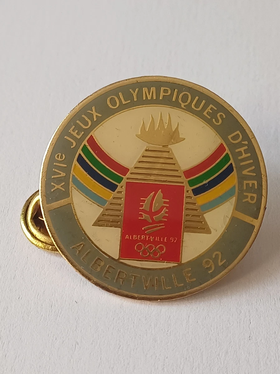 Pin's SPORT - JO - Jeux Olympiques - ALBERTVILLE 92 logo flamme fond