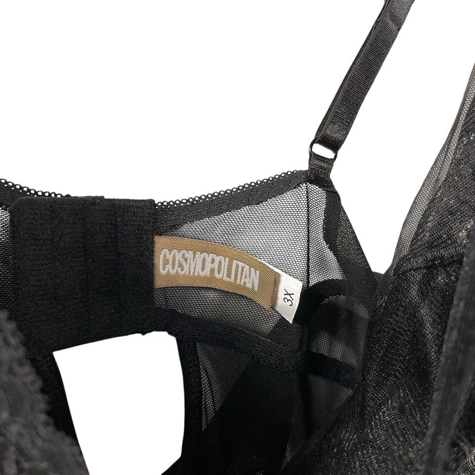 Conjunto de lencería Cosmopolitan Babydoll negro 3X nuevo con etiquetas semi transparente talla grande Foto 4 de 4