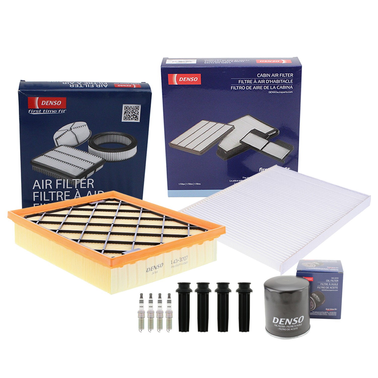 Denso Tune Up Kit NGK 4 Spark Plugs  Boots Kit for Edge Fusion MKZ 2.0L L4 GAS