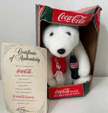 10" Coca Cola Plush Collection Holiday 1994 Polar Bear w/authent cert. And box
