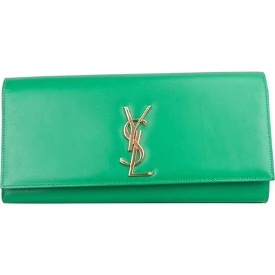 Saint Laurent Green Leather Clutch Abendtasche - Bild 1 von 4
