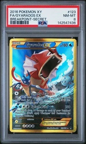 2016 POKEMON XY BREAKPOINT SECRET #123 FULL ART/GYARADOS EX PSA 8
