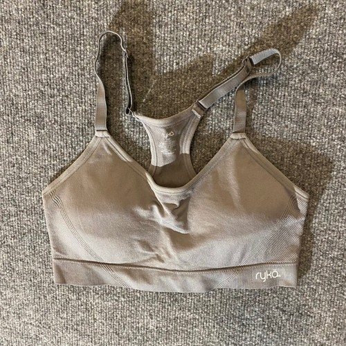 Ryka Sports Bra Women L Gray Racerback Removable Pads Adjustable Straps Seamless