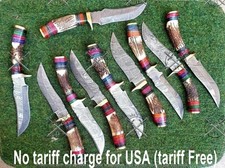 LOT OF 10 10'' HANDMADE DAMASCUS STEEL SKINER KNIFE STAGANTLER USA tariff Free