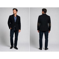Lauren Ralph Lauren Mens Black Corduroy Blazer Sport Coat 40R Medallion Lining